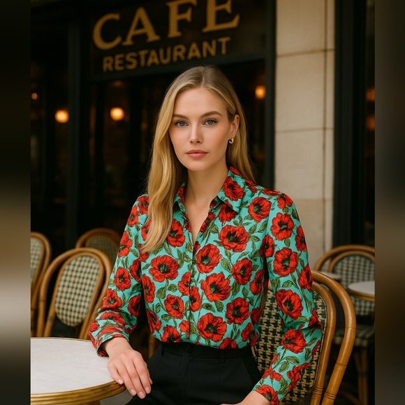 Alice + Olivia Tops - Alice + Olivia Eloise 100% Silk Blouse Size XS Floral Button Down